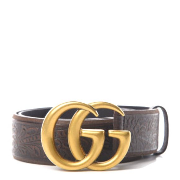 GUCCI Calfskin Embossed Double G Belt - Picture 1 of 5